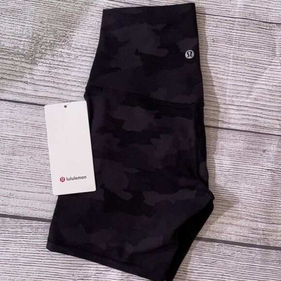 lululemon athletica Pants - NWT Lululemon Align Bike Shorts 8”Size 4  Heritage Camo Coal Multi Nulu high r